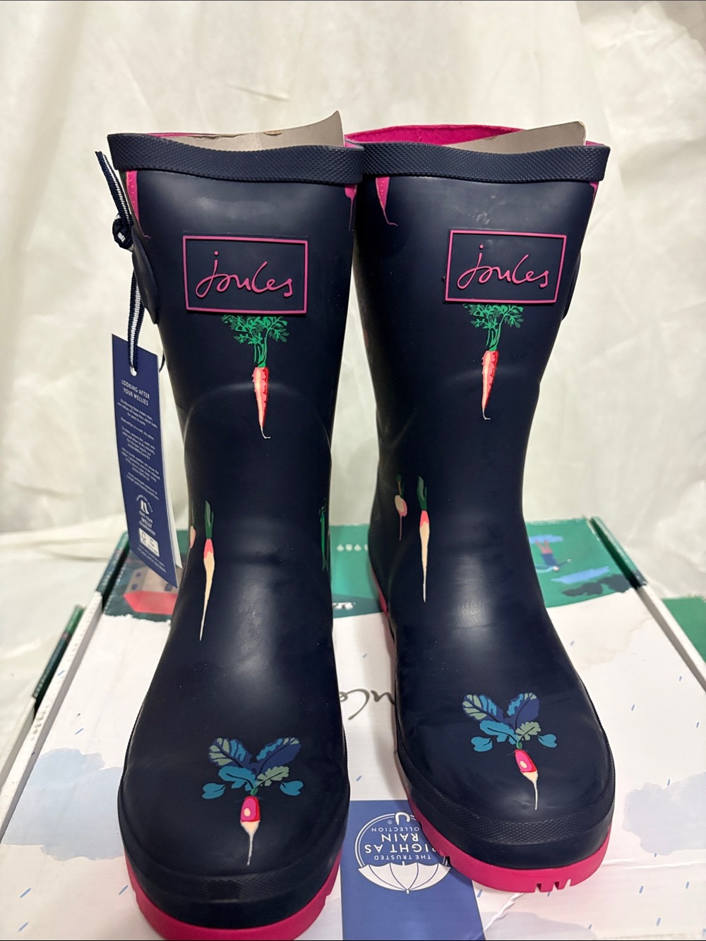 Joules Navy Rain Boots size US 5 NWT